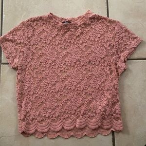 Pink Lace Crop Top